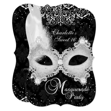 black silver damask mask masquerade sweet 16 card masquerade ball party mask masquerade