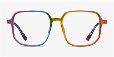 Bright Square Rainbow Full Rim Eyeglasses Eyebuydirect Canada