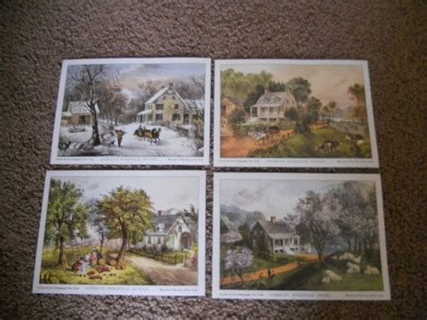 Currier And Ives Four Seasons Prints Lithographs Colonial