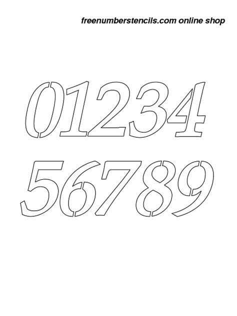 ½ Half Inch 90s Elegant Italic Italic Number Stencils 0 To 9