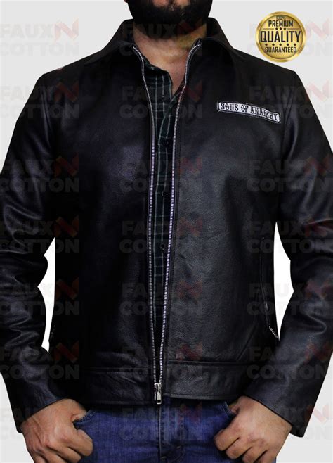 Buy Sons Of Anarchy Patch Black Biker Leather Jacket