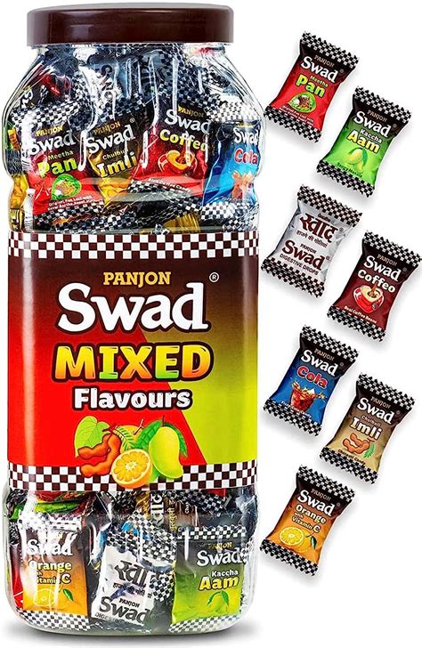 Swad Mixed Candies Jar Kaccha Aam Imli Lemon And Guava 300 Candies