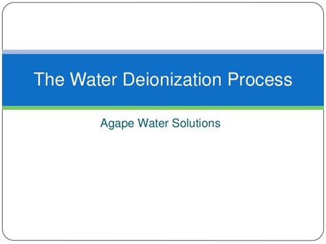 The Water Deionization Process