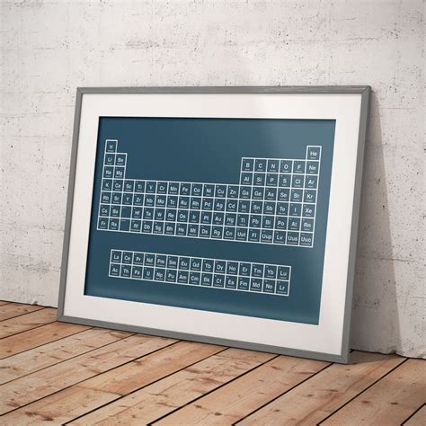 White And Navy Blue Periodic Table Of Elements Print Minimalist Style
