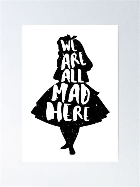Furniture Stickers Alice In Wonderland Mad Hatter All Mad Here Wall Art Quote Vinyl Decal