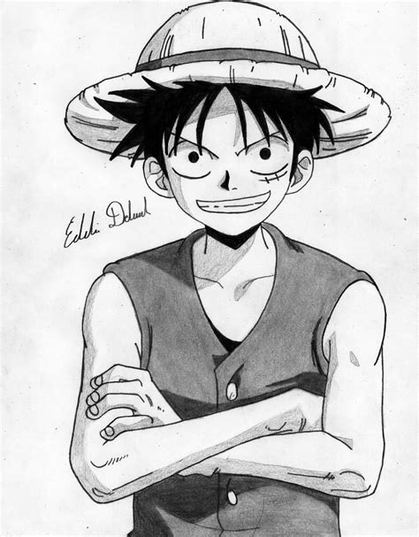 A Drawing Of An Anime Character With His Arms Crossed And Wearing A Hat