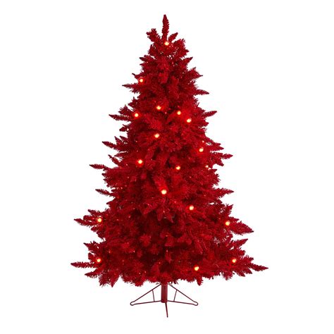 6 Red Flocked Fraser Fir Artificial Christmas Tree With 350 Red Lights