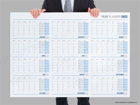 Printable 2022 Yearly Wall Calendar Large 2022 Calendar Etsy Images