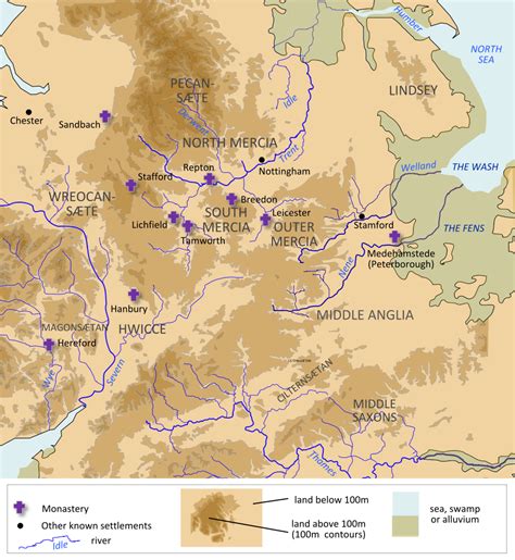 C Ce Anglo Saxon Mercia Anglo Saxon England Map Saxon