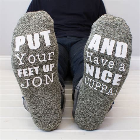 Personalised Put Your Feet Up Mens Socks By Sparks And Daughters