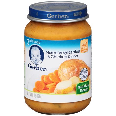 Gerber 3rd Foods Mixed Vegetables And Chicken Purees Dinner 6 Oz Jar