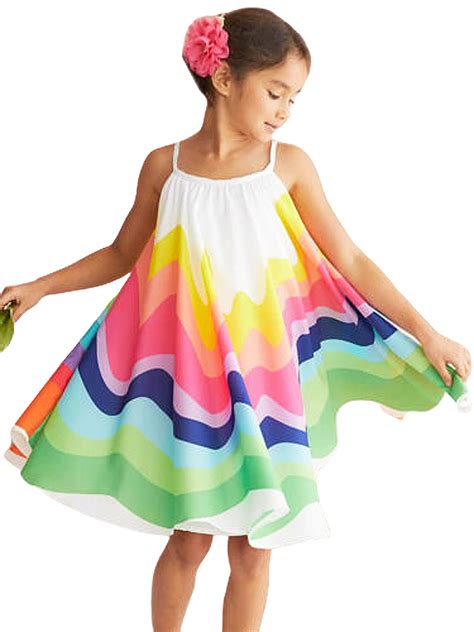 Kids Girls Dress Sleeveless Rainbow Sundress Toddler Princess Party