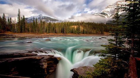 Tapety Zdjęcia Góry Park Narodowy Jasper Kanada Rzeka Athabasca