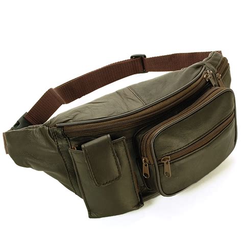 Leather Fanny Pack Waist Bag Folding Water And Phone Pockets Adj Up To 52