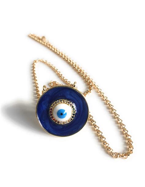 Amazon Com Evil Eye Enamel Charm Necklace Mal De Ojo Pendant Inches