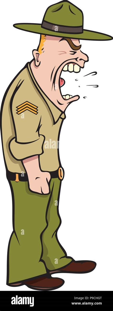 Cartoon Vector Illustration Of A Drill Sergeant Stock Vector Image