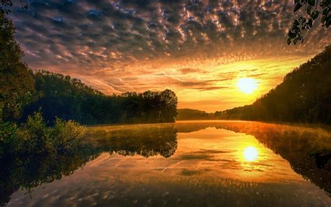 Nature Landscape Water Mist Liquid Lake Sunset