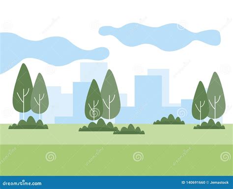 Park And Cityscape Stock Vector Illustration Of City 140691660
