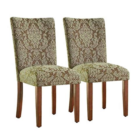 Homepop Parsons Upholstered Accent Dining Chairset Of 2 Brown Damask