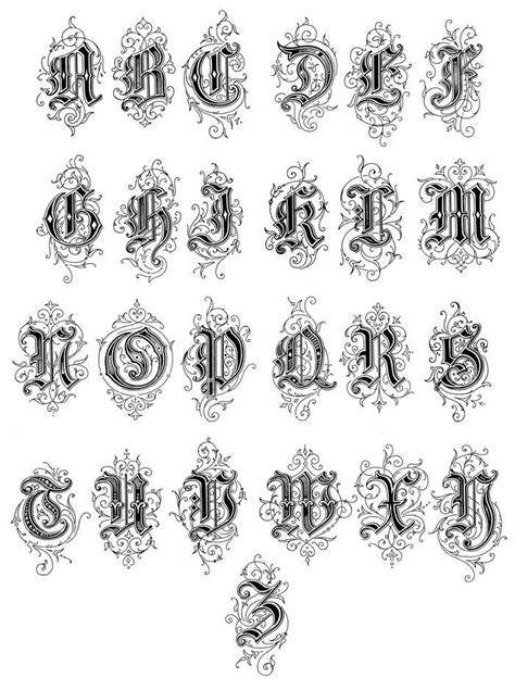 Gothic Letters Karens Whimsy Tattoo Lettering Fonts Typography