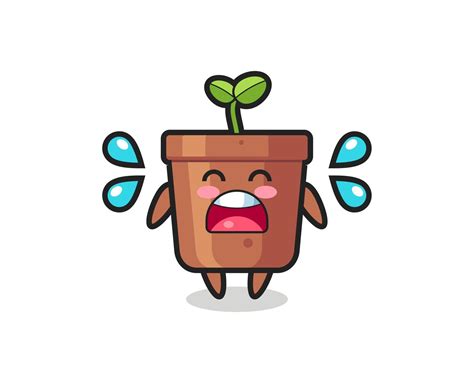 Plant Pot Cartoon Illustration With Crying Gesture 3260252 Vector Art
