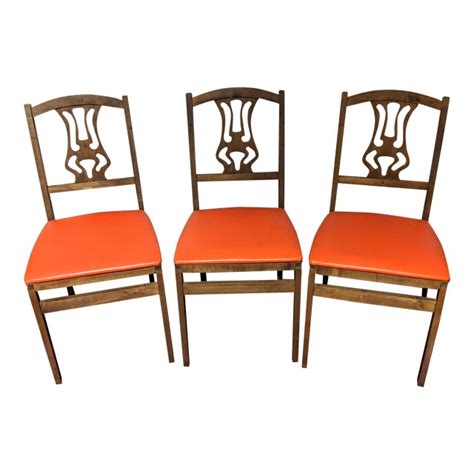 Stakmore Company Vintage Folding Chairs Set Of 3 Chairish