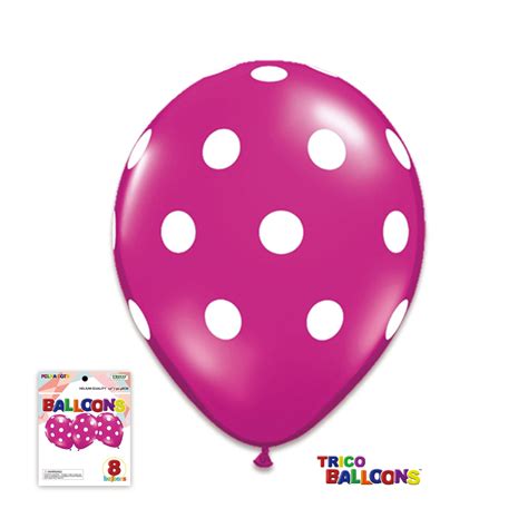 12 Polka Dots Latex Helium Balloons 8 Ct Package Fuchsia Bright