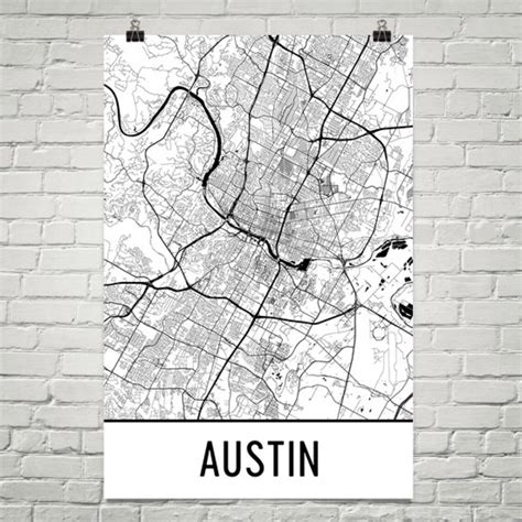 Austin Texas Map Austin TX Print Austin Art Austin Map | Etsy