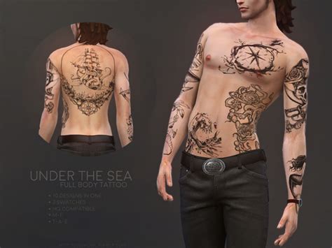 Sugar Owls Under The Sea Full Body Tattoo Sims 4 Male Tattoos
