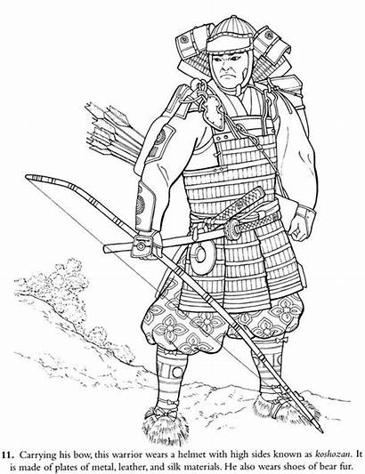 Samurai Coloring Warrior Japan Pages Japanese Drawing