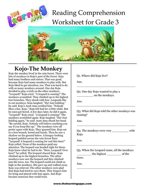 Reading Comprehension Worksheets 3rd Graders Worksheet24