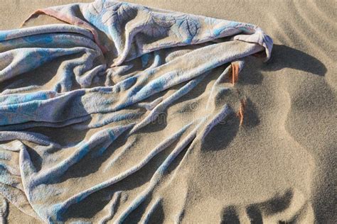 Sand Covered Beach Towel Stock Image Image Of Canaries 45200169