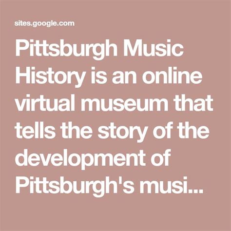 Pittsburgh Music History Is An Online Virtual Museum That Tells The