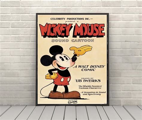 1930 Mickey Mouse Poster Vintage Disney Cartoon Wall Art