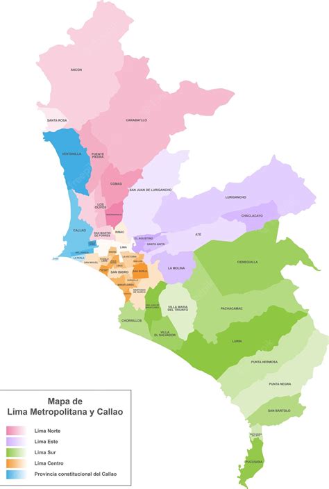 Mapa De Lima Mapa Editável De Lima Metropolitana Y Callao Vetor Premium