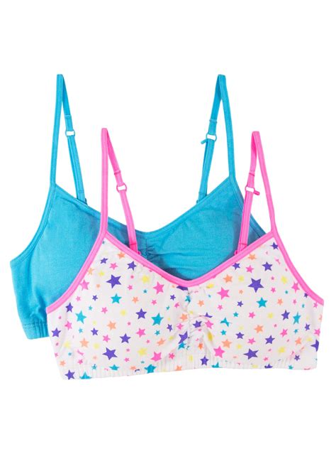 Fruit Of The Loom Girls Sports Bra With Removable Cookies 2 Pack
