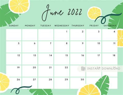 Printable June Calander