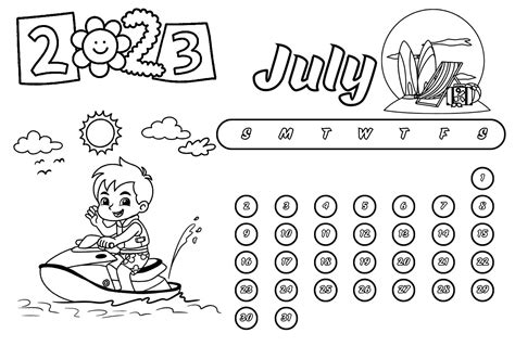 July 2023 Coloring Page Download Print Or Color Online For Free