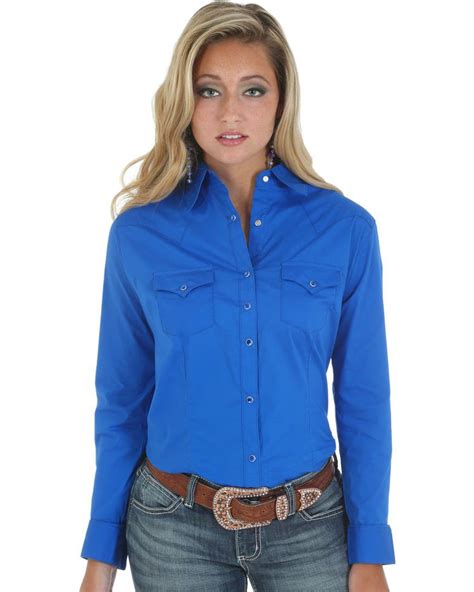Wrangler Women S Long Sleeve Western Shirt In 2021 Western Shirts