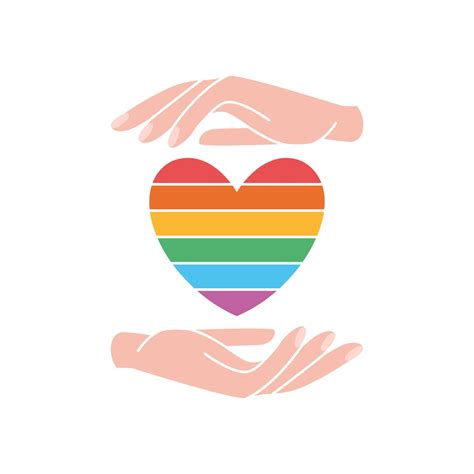twee handen met regenboog gekleurd hart gay pride lhbt concept lesbisch homoseksueel