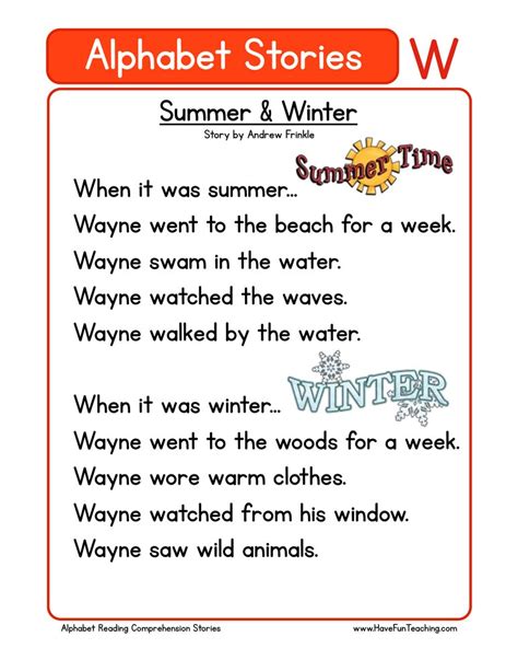 Phonic work and that shared and guided reading sessions should not be. Alphabet Stories - W - Reading Comprehension Worksheet