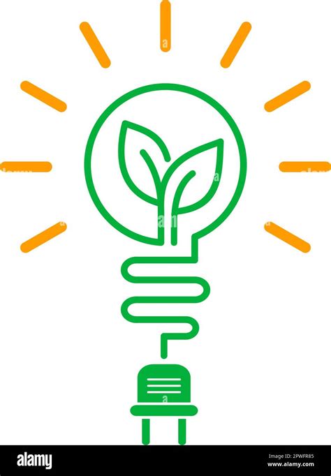 Save Energy Icon With Green Stylized Light Bulb Vector On Transparent