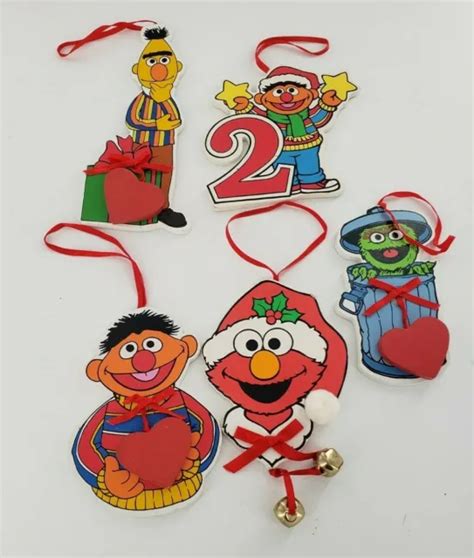 Vintage Sesame Street Jim Henson Muppets Wooden Christmas Ornaments Lot