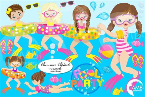 Girls Pool Party Clipart Set Girls Pool Party Clipart Set Comes Sexiz Pix