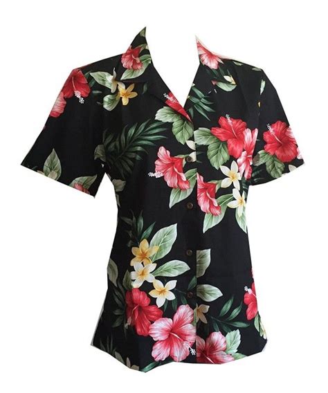 Made In Hawaii Womens Hibiscus Floral Hawaiian Aloha Camp Shirt