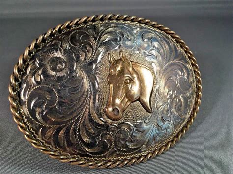 Western Style Horse Sterling Silver Diablo Belt Buckle Tw 726 Grams