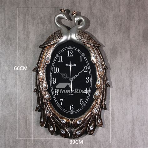 Watch | wall clock (peacock1) ;material: Personalized Wall Clocks Resin Peacock Carved Vintage Best ...