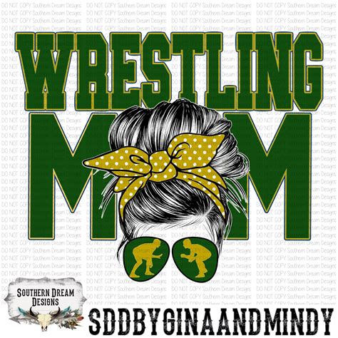 Wrestling Mom Greengold Png Digital Wrestling Pin Etsy