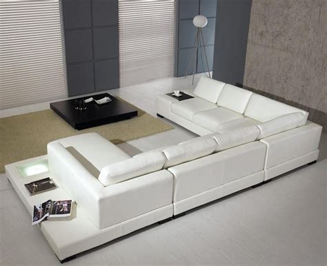 Divani Casa Pella Modern White Bonded Leather Sectional Sofa Set