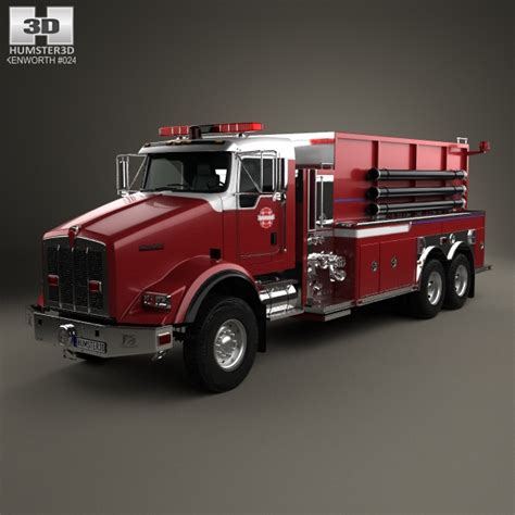 Kenworth T800 Fire Truck 3 Axle 2005 3d Model
